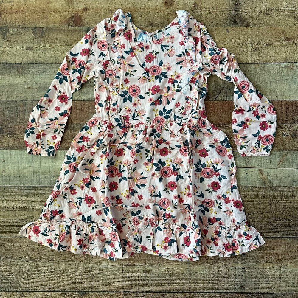 Fabkids ruffle bow dress magnolia floral quartz -14